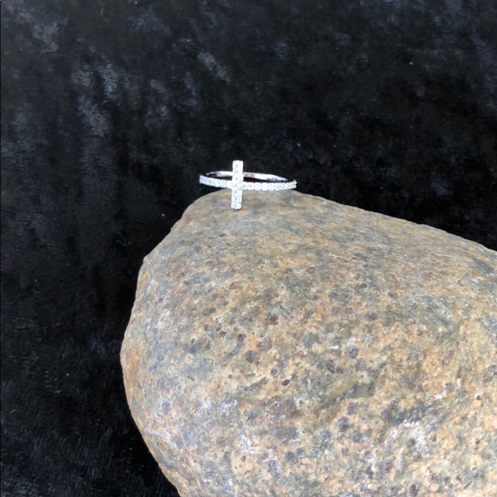 ⬇️Sterling Silver Cross with Clear CZ’s - Picture 2 of 8